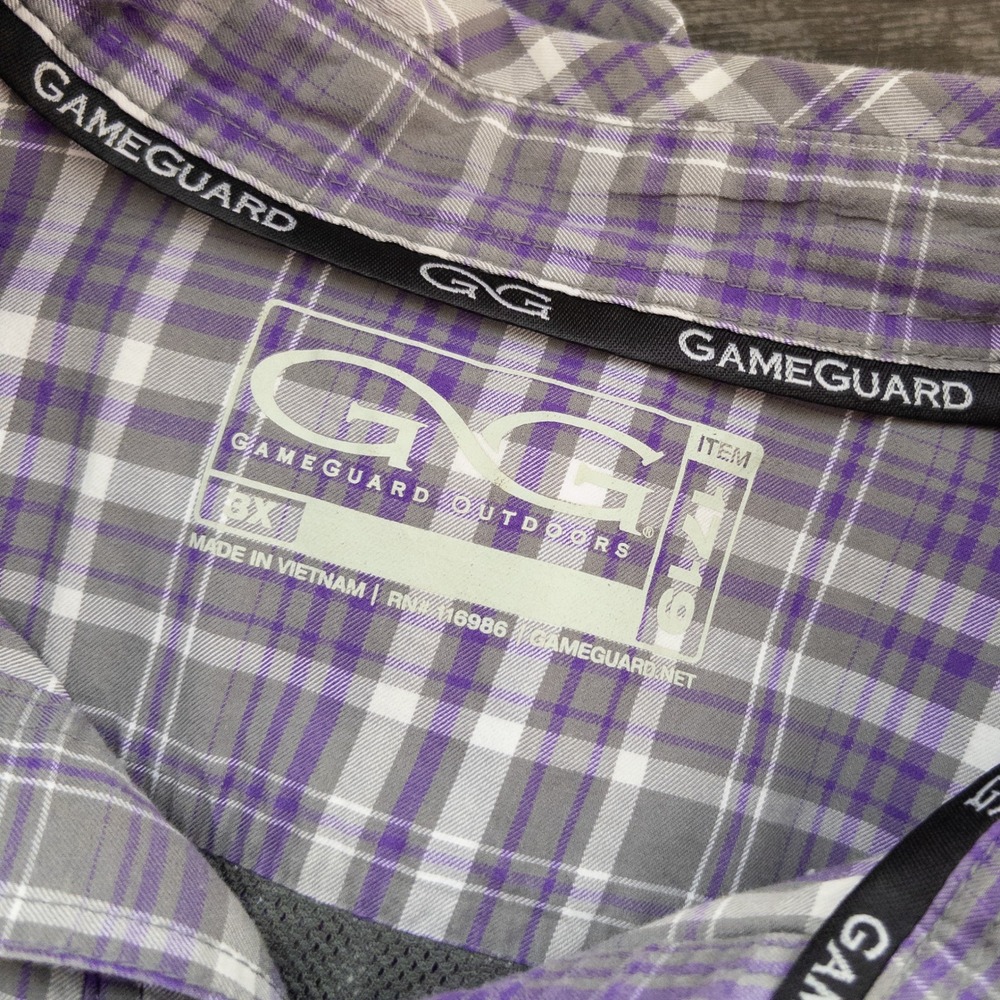 GameGuard Outdoors Purple Plaid Vented Fishing Shirt Mens 3X Gorpcore 1719 - Picture 6 of 7